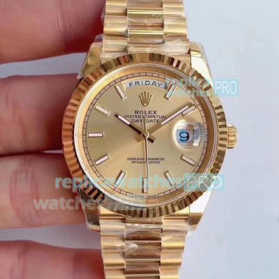 Noob Factory V3 Yellow Gold Presidential Rolex 41mm Daydate Swiss Replica Watch